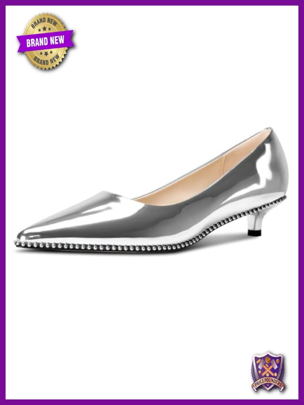 Low Heel Pointed Toe Pumps - Kitten Heels Slip-on Comfortable Office Dress Shoes